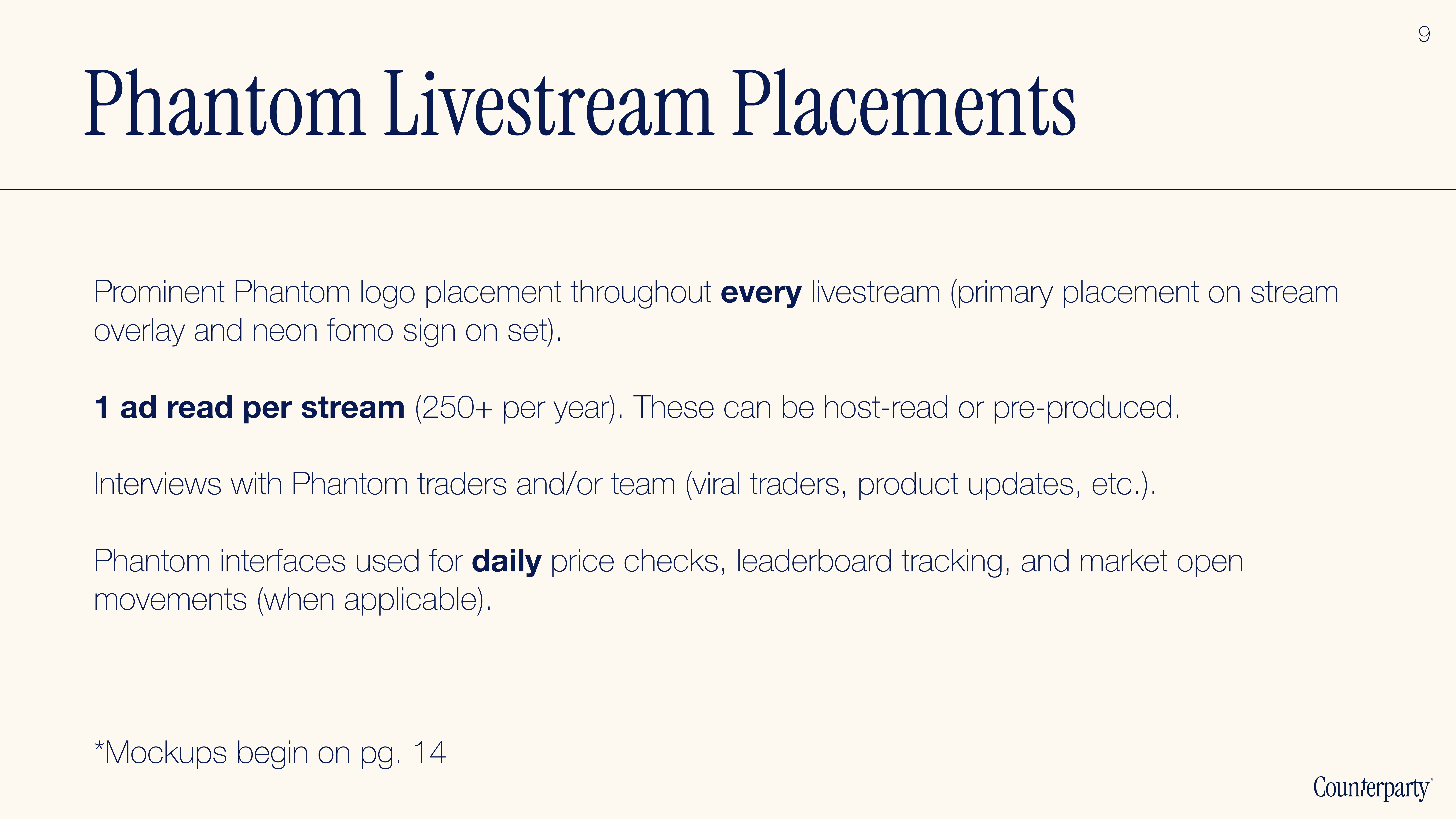 Phantom Livestream Placements