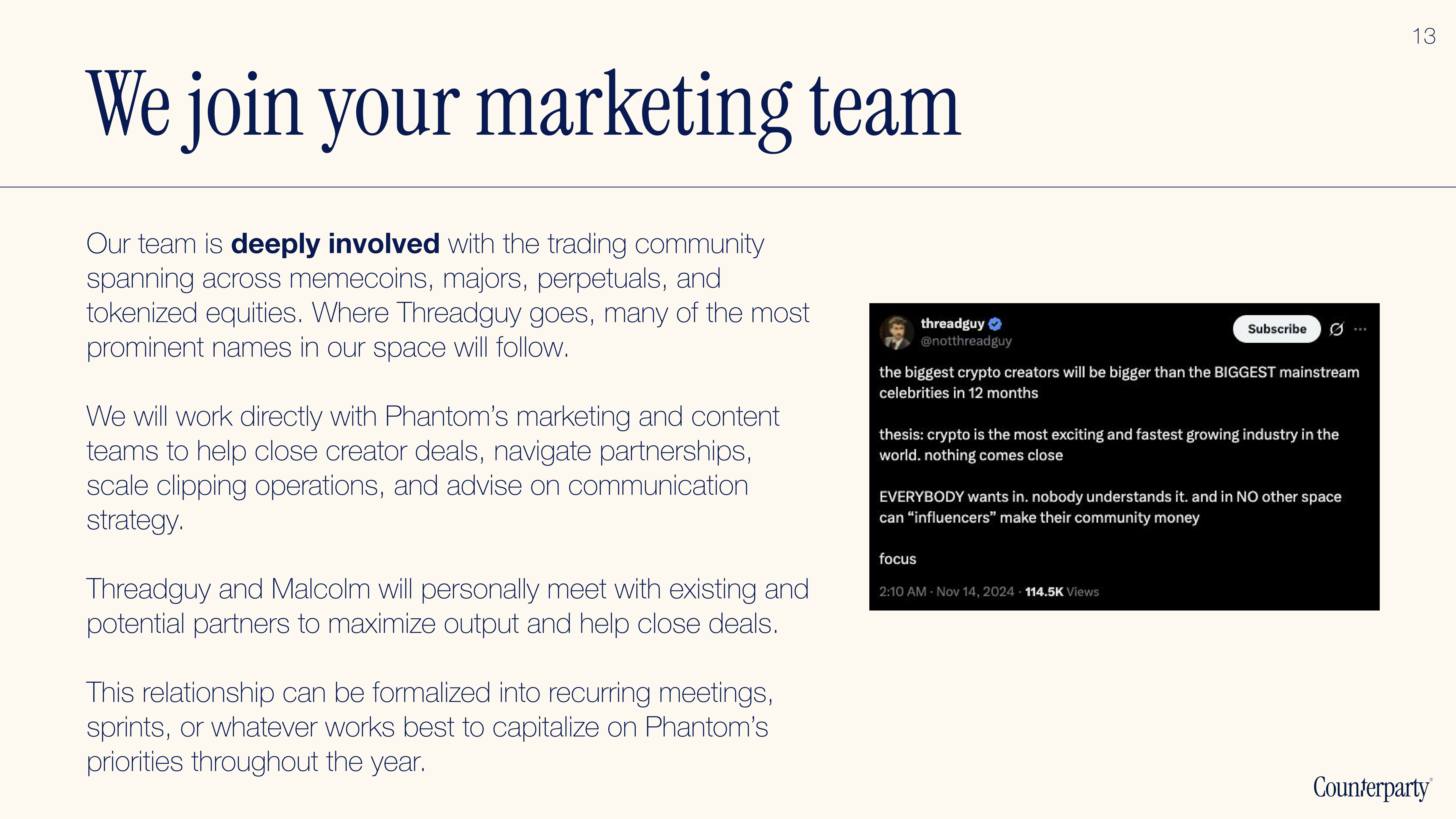 We join your marketing team